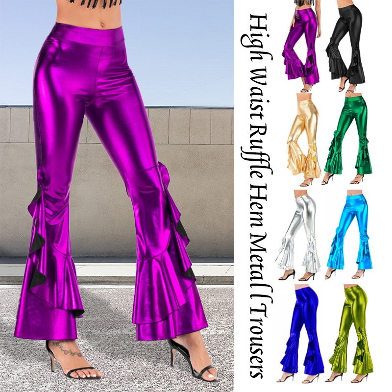Wide Leg Trouser 70S - Phụ Nữ Sáng Bóng Loe Quần