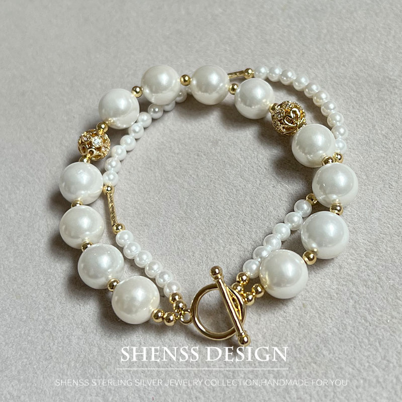 Vintage Fashion Photos - Double layer imitation pearl copper plated