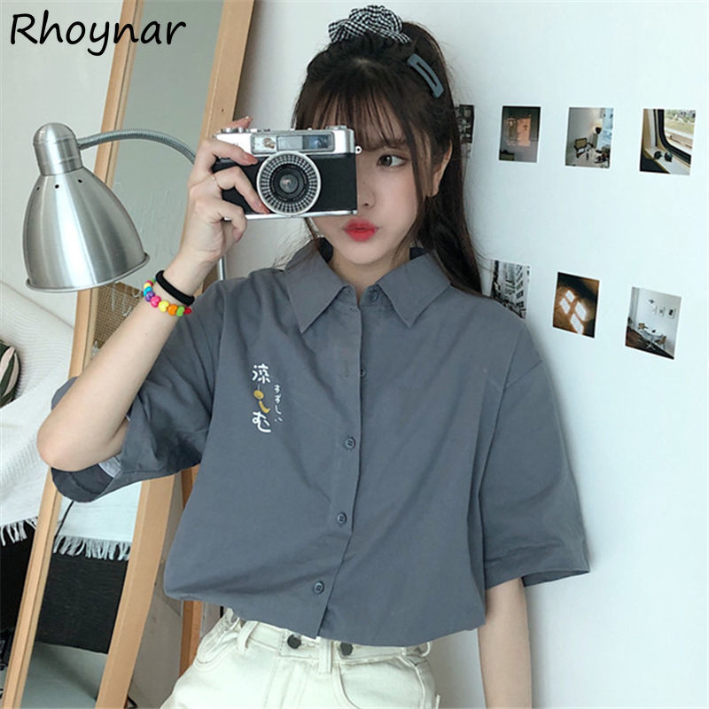 Vintage Fashion Style Female - Shirts Women Summer Fashion Solid Printing