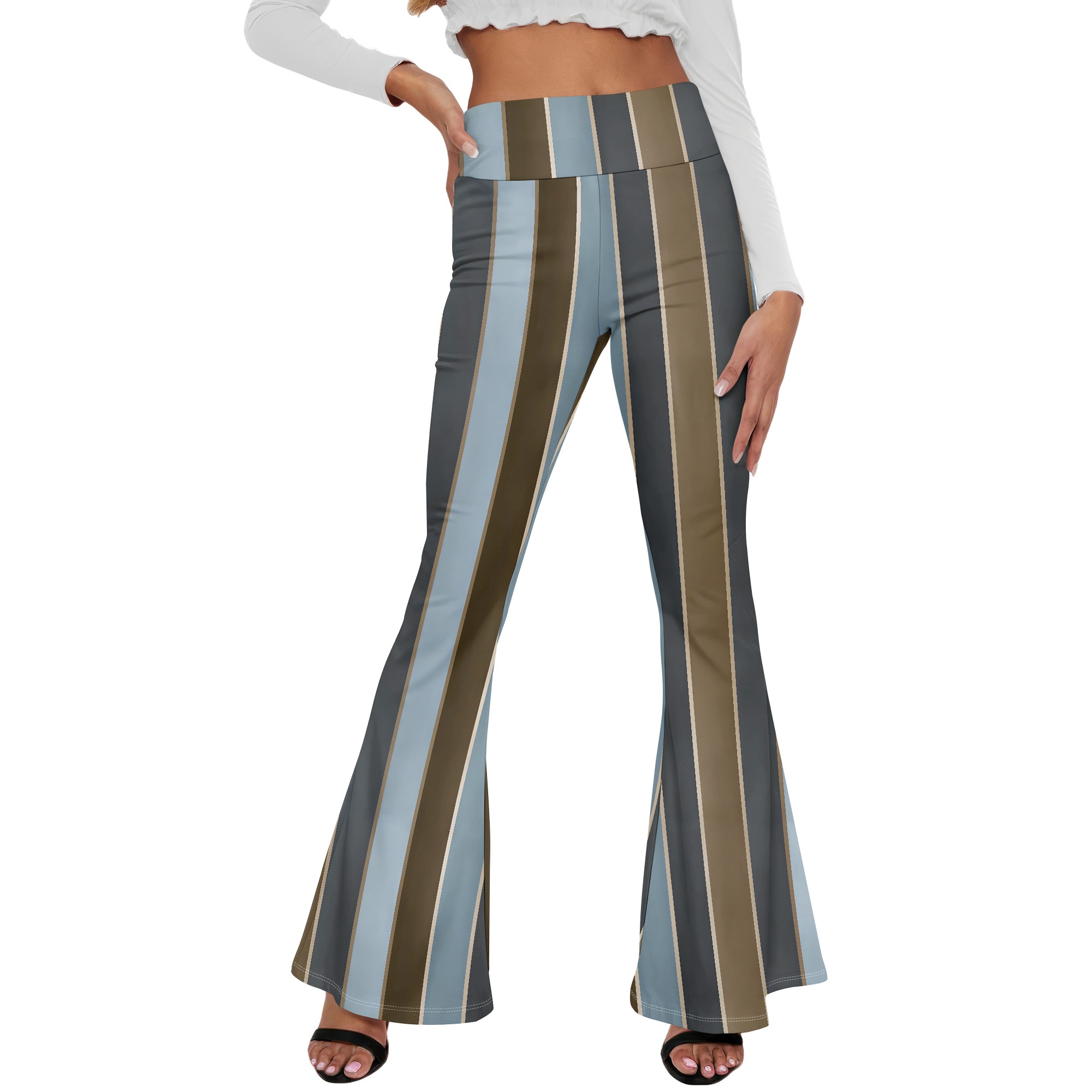 Striped High Waist Flare Pants - đánh giá và giá Wide Leg Trouser 70S