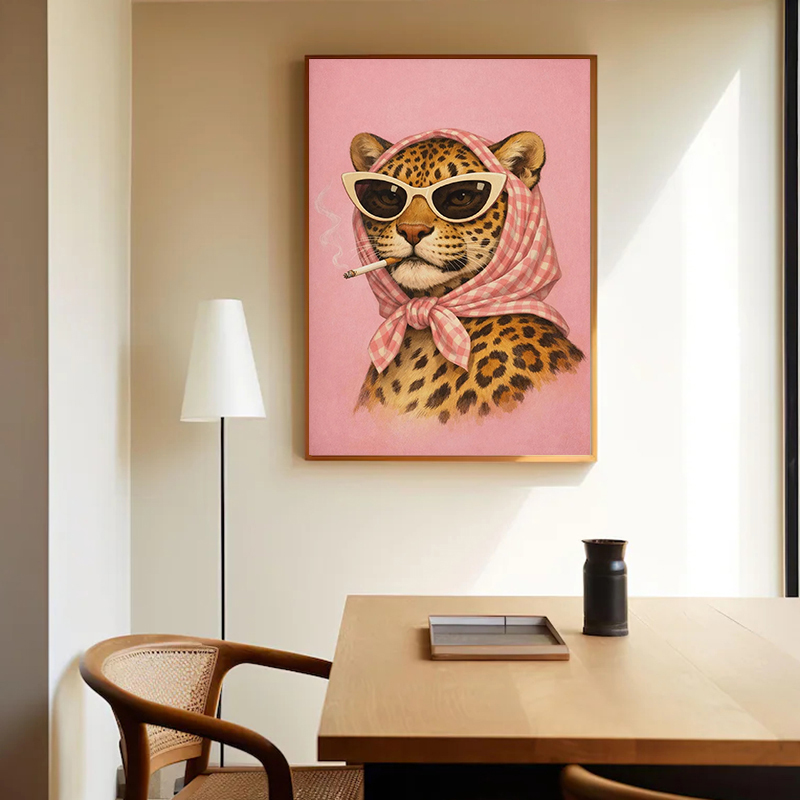 Vintage Smoking Leopard Blue F - đánh giá và giá Vintage Fashion Wall Art