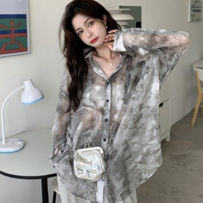 Tie Dye Shirts Women Loose Sun - đánh giá và giá Vintage Fashion Style Female