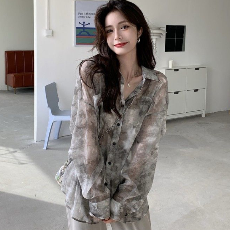 Tie Dye Shirts Women Loose Sun - đánh giá và giá Vintage Fashion Style Female