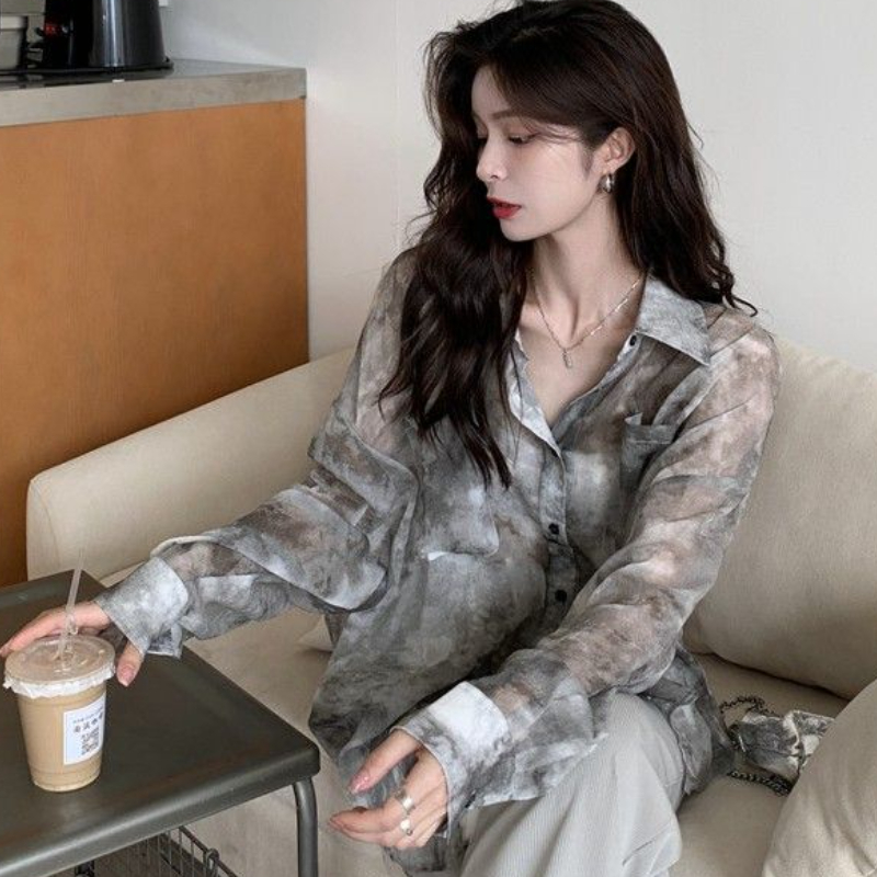 Tie Dye Shirts Women Loose Sun - đánh giá và giá Vintage Fashion Style Female