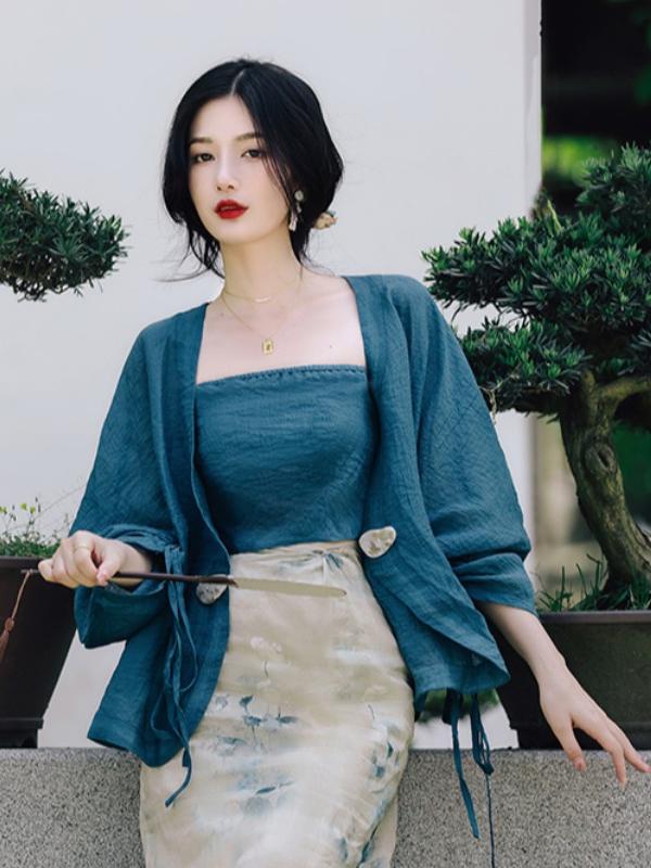 plus Size Floral Print Open Ca - đánh giá và giá Vintage Fashion In Chinese