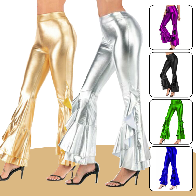 Phụ Nữ Sáng Bóng Loe Quần Lase - đánh giá và giá Wide Leg Trouser 70S