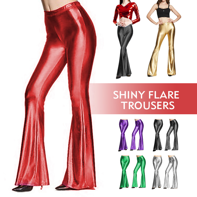 Phụ Nữ Sáng Bóng Loe Quần Lase - đánh giá và giá Wide Leg Trouser 70S