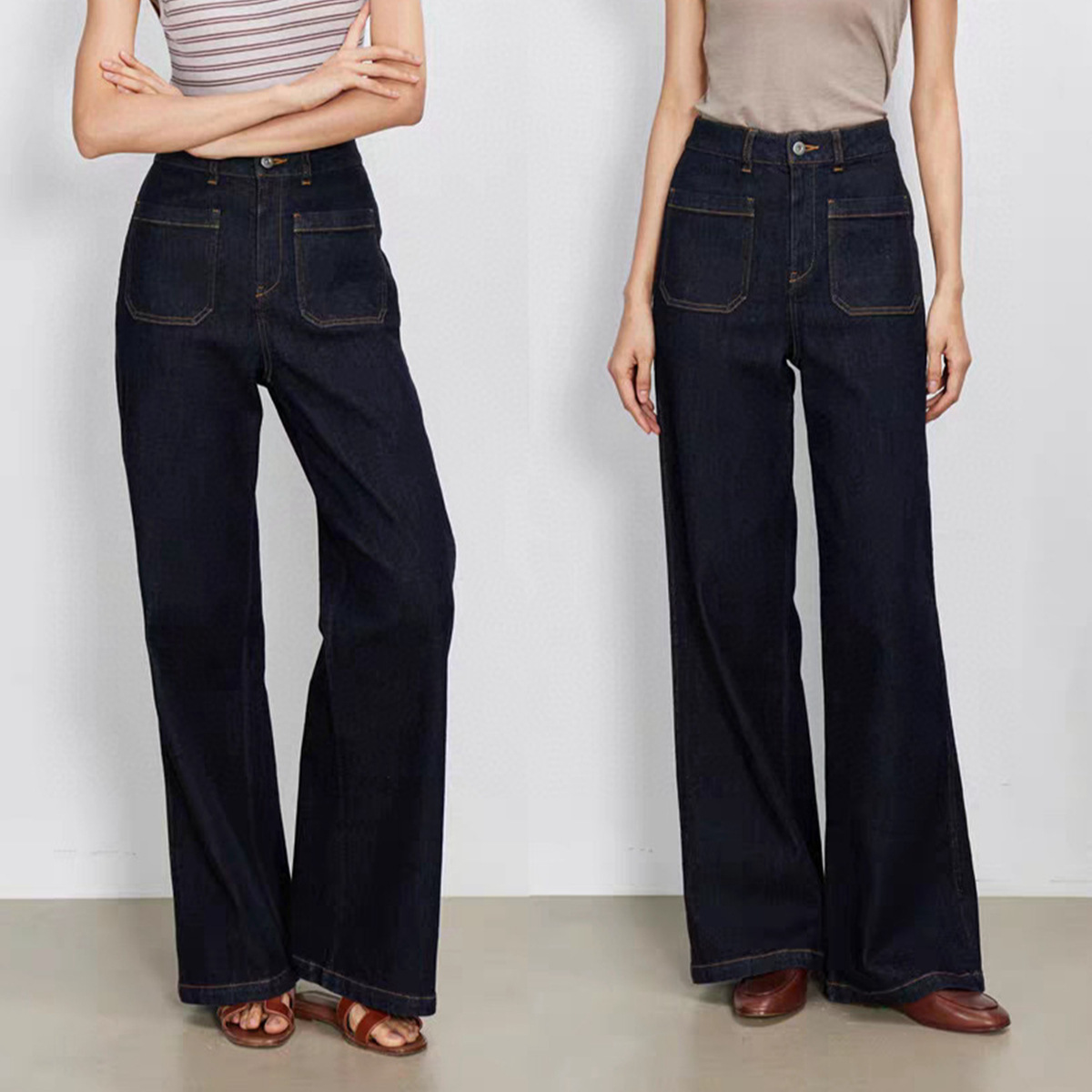 High Waist Wide Leg Blue Denim - đánh giá và giá Wide Leg Trouser 70S
