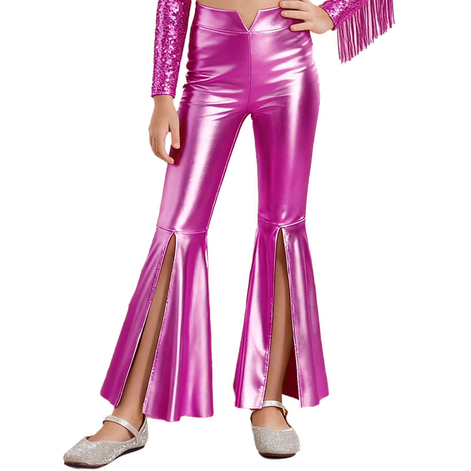 Girls Glossy Metallic Leggings - đánh giá và giá Wide Leg Trouser 70S