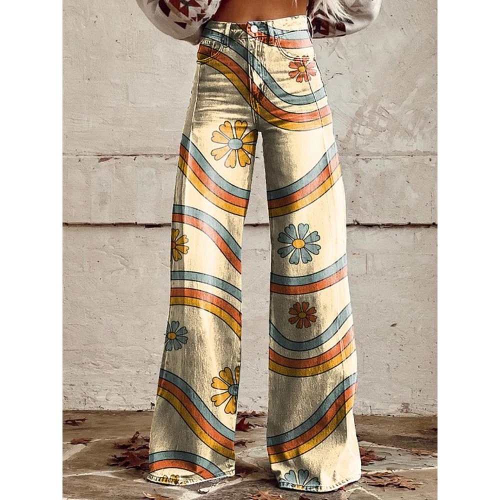 Women's Cute Retro Wave Daisy  - đánh giá và giá Wide Leg Trouser 70S